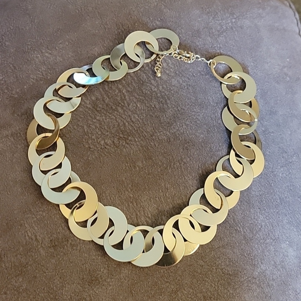 Vtg 1990s Goldtone Chunky Link Chain Unisex Holiday Necklace - Picture 2 of 7